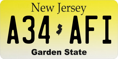 NJ license plate A34AFI