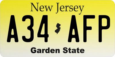 NJ license plate A34AFP