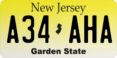 NJ license plate A34AHA
