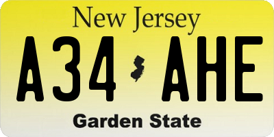 NJ license plate A34AHE