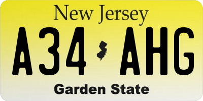 NJ license plate A34AHG
