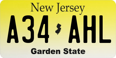 NJ license plate A34AHL