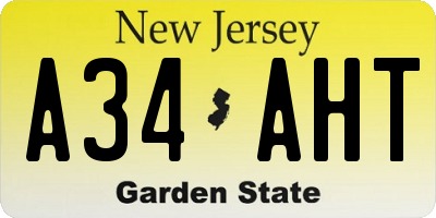 NJ license plate A34AHT