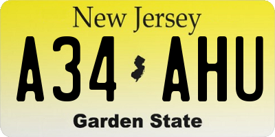 NJ license plate A34AHU