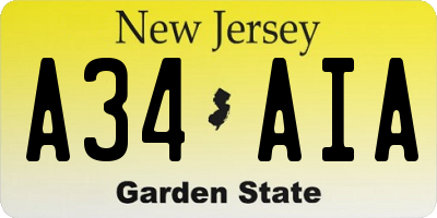 NJ license plate A34AIA