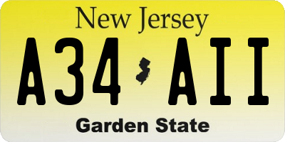 NJ license plate A34AII