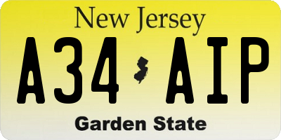 NJ license plate A34AIP