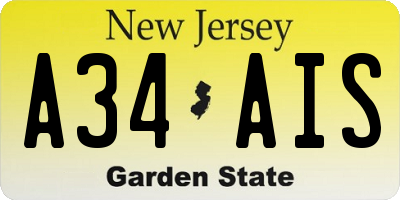 NJ license plate A34AIS
