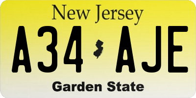 NJ license plate A34AJE