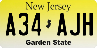 NJ license plate A34AJH