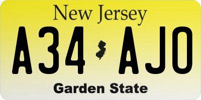 NJ license plate A34AJO