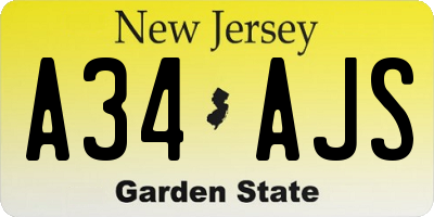 NJ license plate A34AJS