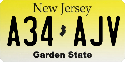 NJ license plate A34AJV