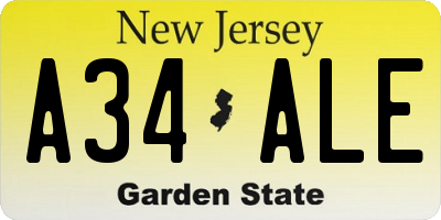 NJ license plate A34ALE