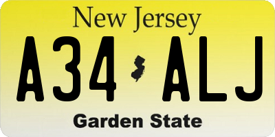 NJ license plate A34ALJ