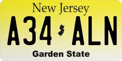 NJ license plate A34ALN
