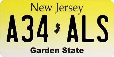 NJ license plate A34ALS