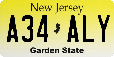 NJ license plate A34ALY