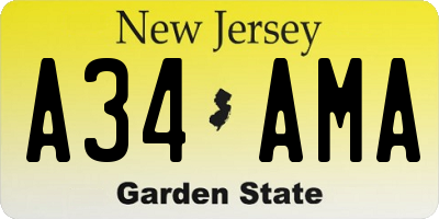 NJ license plate A34AMA