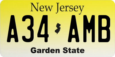 NJ license plate A34AMB