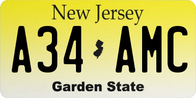 NJ license plate A34AMC