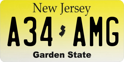 NJ license plate A34AMG