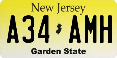 NJ license plate A34AMH