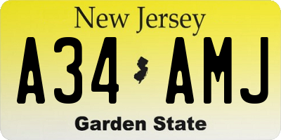 NJ license plate A34AMJ