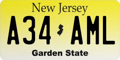 NJ license plate A34AML