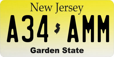 NJ license plate A34AMM