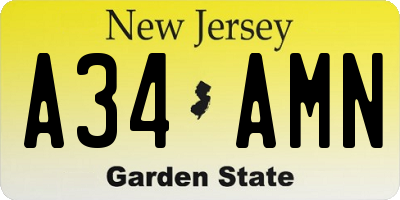 NJ license plate A34AMN