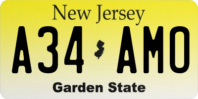 NJ license plate A34AMO