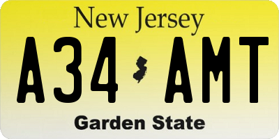 NJ license plate A34AMT