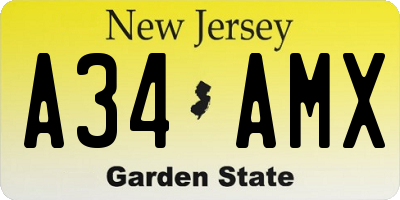 NJ license plate A34AMX