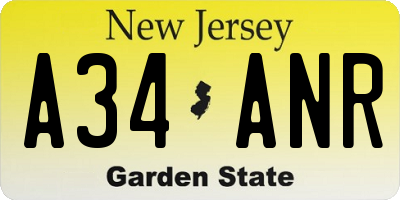 NJ license plate A34ANR