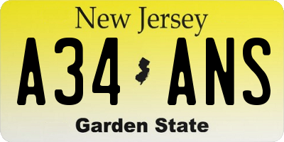 NJ license plate A34ANS