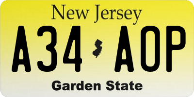NJ license plate A34AOP