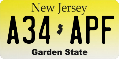 NJ license plate A34APF