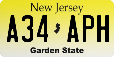 NJ license plate A34APH