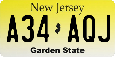 NJ license plate A34AQJ