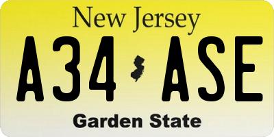 NJ license plate A34ASE