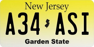 NJ license plate A34ASI