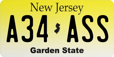 NJ license plate A34ASS
