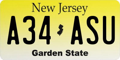 NJ license plate A34ASU