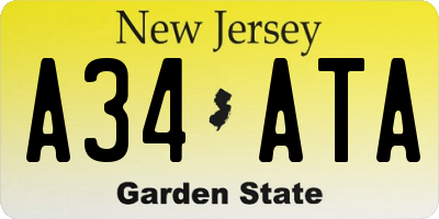NJ license plate A34ATA