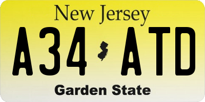 NJ license plate A34ATD
