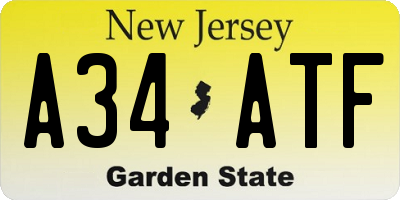 NJ license plate A34ATF