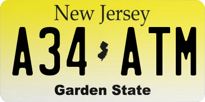NJ license plate A34ATM