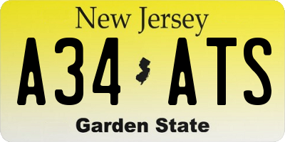 NJ license plate A34ATS