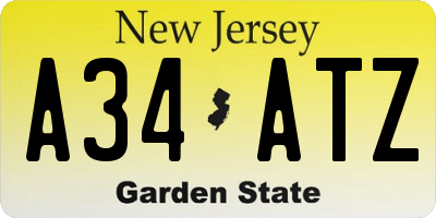 NJ license plate A34ATZ